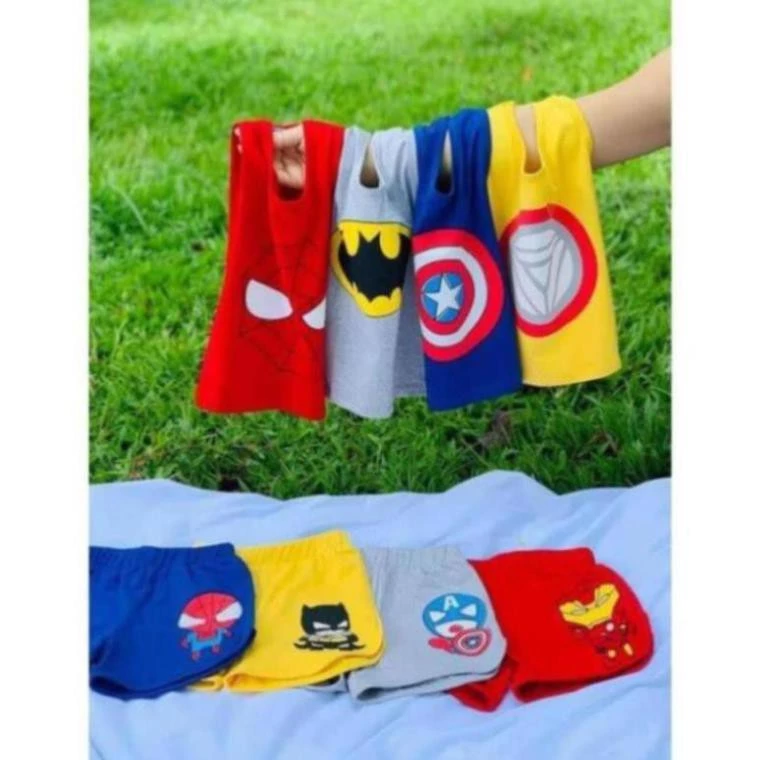 Bộ Ba Lỗ Siêu Nhân Cotton Thun Lạnh Mềm Mịn Mát Cho Bé Trai