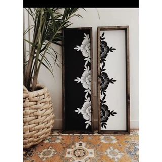 Tranh gỗ nghệ thuật - Flower Panel - Trang trí decor treo tường phong cách vintage