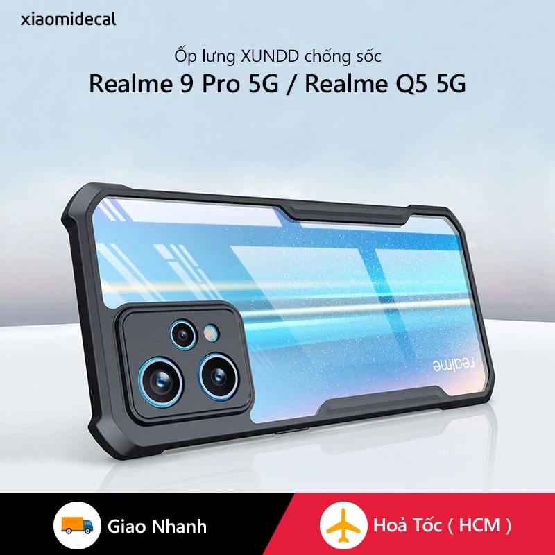 Ốp lưng XUNDD Realme 9 Pro 5G / Realme Q5 5G Mặt lưng trong suốt, Viền TPU, Chống sốc