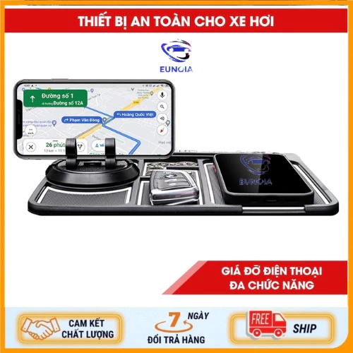 Giá Đỡ Điện Thoại Trên Ô Tô EUNOIA Xoay 360 độ - Thảm Đỡ Điện Thoại / Chìa Khóa Đa Năng Chống Trượt Để Taplo oto, Xe Hơi