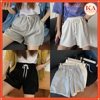 Quần đùi sporty tưa gấu KA Closet 3 màu Đen, Trắng, Xám chất dầy , dây rút điều chỉnh