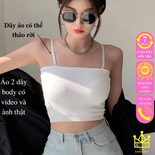 Áo bra 2 dây body có đệm ngực, áo ống dáng croptop chất liệu gân thun co giãn Mẫu HD002