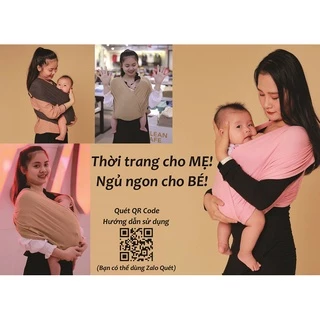 Địu vải em bé sling- Không kèm Đai địu  Cao Cấp 2Em ngủ ngon - chỉnh Size -  0-24 tháng mềm mại, thoáng khí, co giãn