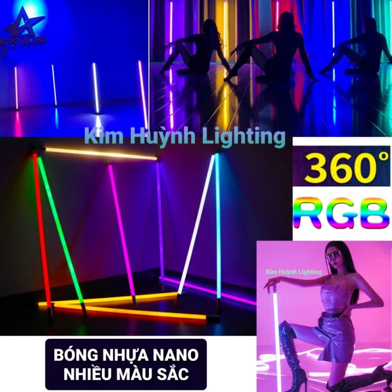 Bóng led nhựa T8 nhiều màu, quay clip, đèn hắt, trang trí quán (cắm điện 220V)