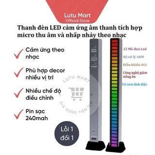 Đèn Led Cảm Ứng Âm Thanh RGB Nhấp Nháy Theo Nhạc, Trang Trí Ô Tô, Máy Tính Để Bàn, Sạc Pin - Lutu Mart
