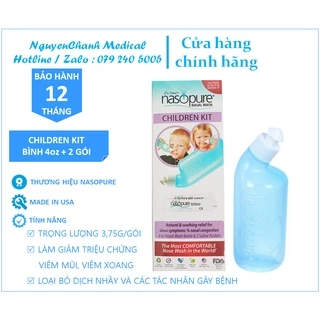 Bình rửa mũi cho Bé Nasopure - Children Kit ( Bình nhỏ 120ml + 2 Muối ) - Chính Hãng Mỹ