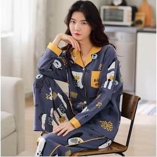 {ẢNH THẬT} Đồ bộ nữ mặc nhà - bộ pijama nữ Hàn quốc cotton 100, tông màu rêu sang trọng (Full size)