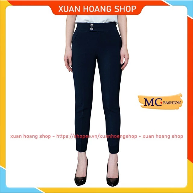 Quần Tây Nữ Công Sở Lưng Cao Kiểu Âu Đẹp Mc Fashion, Đen, Xanh Tím Than, Ống Côn, Chất Vải Co Giãn Nhẹ, Size Đủ Q0425