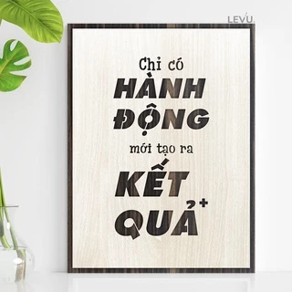 Tranh treo tường bằng Gỗ handmade khắc laser chữ slogan tạo động lực LEVU033