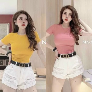 Áo thun xin xin trơn dáng Crop cổ tròn ngắn tay XX111 - NhiNhi Shop