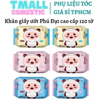 Khăn giấy ướt cao cấp Phú Đạt 120 tờ không cồn an toàn cho da trẻ em và người lớn