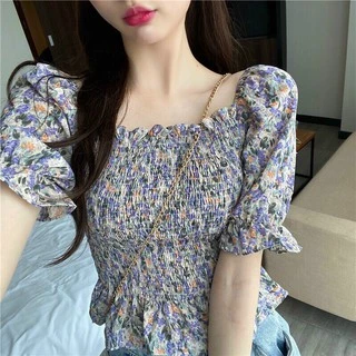 Áo Croptop Kiểu Hoa Voan Lụa