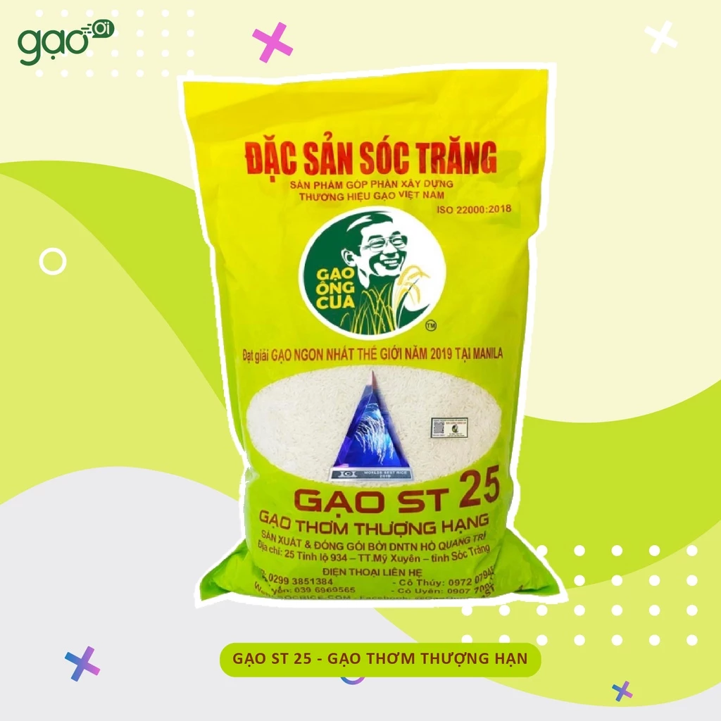 Gạo ST25 5kg - Chuẩn Gốc ông Cua - Cam Kết Hàng Chính Gốc Từ Nhà Máy - Date Mới Thường Xuyên