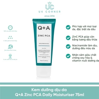 [Bill UK] Kem dưỡng dịu da Q+A Zinc PCA Daily Moisturiser 75ml