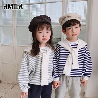 Áo thun AMILA dài tay sọc ngang phong cách Hàn Quốc cho bé