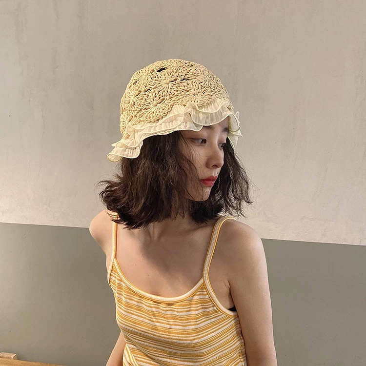 Nón Vành Rộng Phối Ren Phong Cách Nhật Bản Thời Trang Cho Nữ