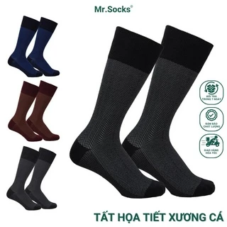 Tất nam cổ cao công sở Mr.Socks mẫu xương cá, chất liệu cotton mềm mại, thoáng mát êm chân - GOM-MIX14-1DOI