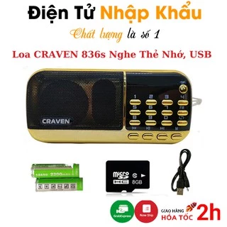 Loa Đài Craven 836s Nghe Thẻ Nhớ, USB, FM, Máy Nghe Nhạc Mini Tắm Ngôn Ngữ Caraven, Pin Siêu Trâu - Bh 6 Tháng