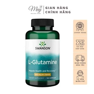 Viên Uống Swanson L-Glutamine 500mg Hỗ Trợ Tăng Cường Phát Triển Cơ Bắp (100 Viên/Lọ)