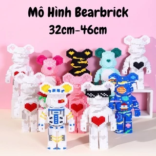 Mô hình lắp ráp gấu bearbrick cỡ lớn 32cm - 46cm, Đồ chơi lắp ghép Bearbrick