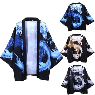 Áo Khoác Kimono Tay 3/4 In Hình Rồng Phong Cách Trung Hoa Cho Nam Và Nữ