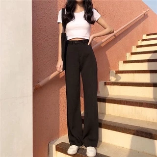 Quần culottes ống rộng nữ 1 khuy lưng cao vải mềm