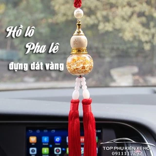 Hồ lô pha lê đựng dát vàng trang trí xe hơi, ô tô