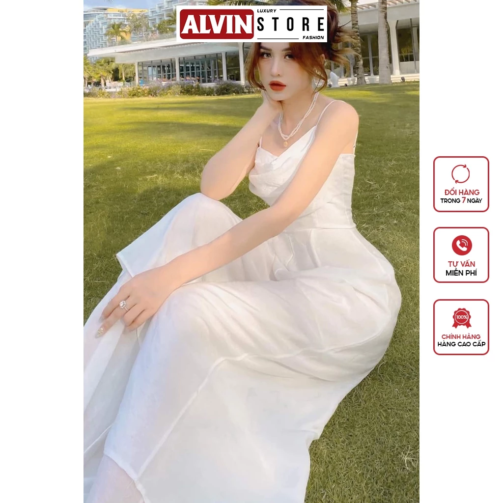 Jumpsuit Nữ Dài Ống Loe Rộng Hai Tầng Đồ Bay Áo Hai Dây Cổ Đổ Alvin Store 1500