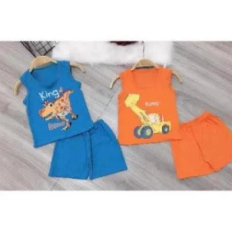 Bộ Cotton Ba Lỗ - Sát Nách Mềm Mịn In Hình Siêu Đáng Yêu Cho Bé Trai (8-18kg)