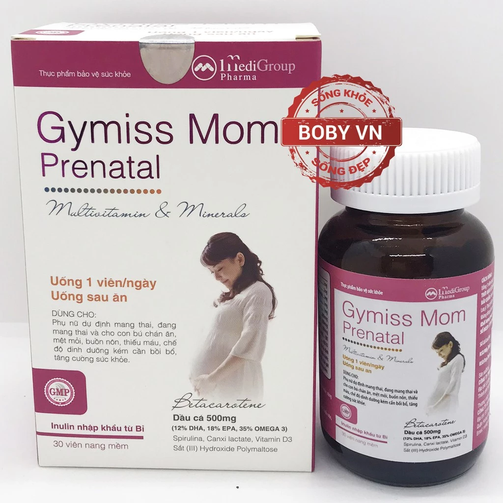 Gymiss mom prenatal - Vitamin tổng hợp & DHA cho bà bầu (Hộp 30 viên)