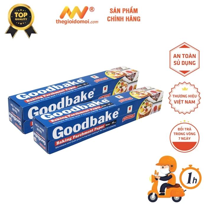 Giấy Nến nướng bánh Goodbake kích thước 30cmx500cm, không thấm dầu dùng để lót nướng bánh, nồi chiên không dầu