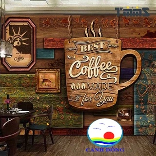 Trang trí quán cà phê coffee đẹp sang trọng Tranh dán tường, kính, gỗ sẵn keo dán dễ - in size theo yêu cầu