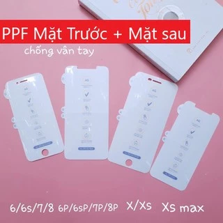 Miếng dán PPF nhám mờ Chống vân tay MẶT TRƯỚC/ SAU Iphone 14ProMax/15 ProMax/13 ProMax/12 ProMax/8 Plus/XS Max/11ProMax