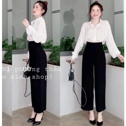 Quần nữ ống rộng lưng cao khóa sườn dáng dài vải tuyết mưa đứng phom dáng đẹp QN613