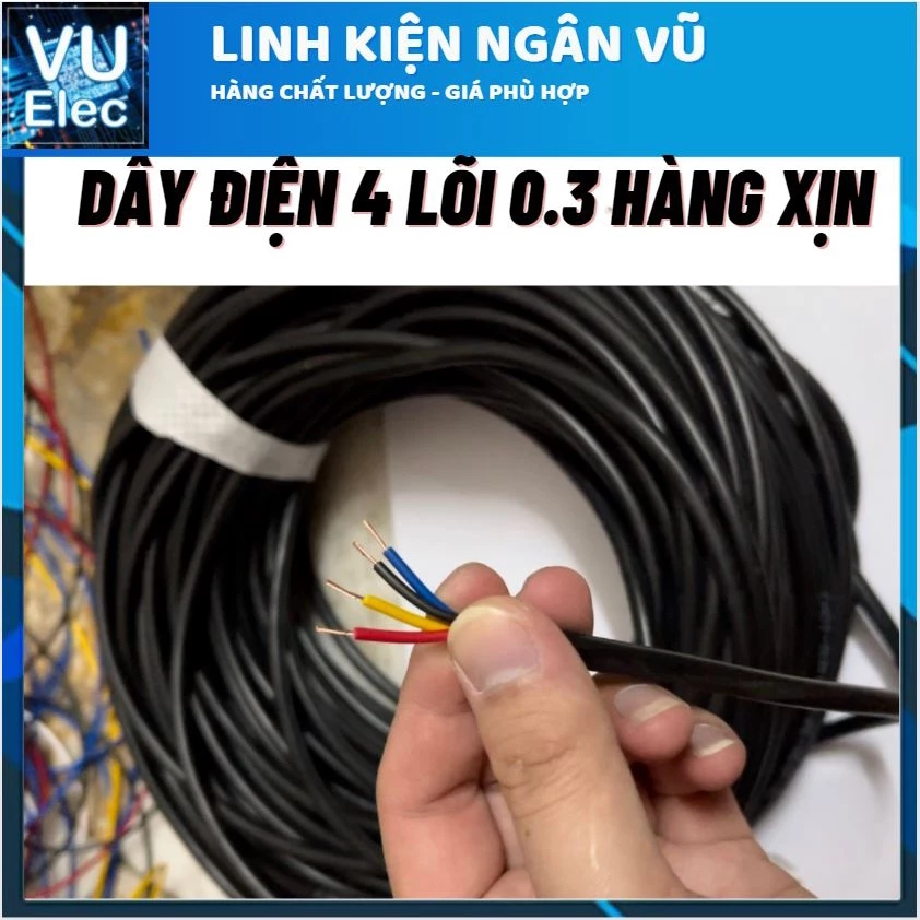 [Có Hóa Đơn]Dây điện đen tròn 0.3M 4 lõi 0.3MM Chất liệu dây Đồng 100% dây điện loại tốt