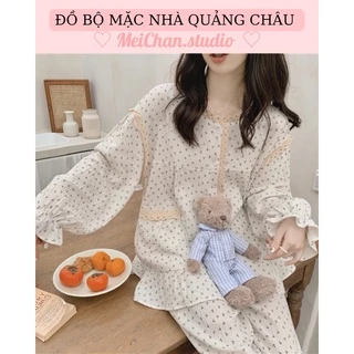 [ ORDER QCCC LOẠI 1- ẢNH THẬT ] Đồ Ngủ Pijama Style Hàn Quốc_ Đồ Bộ Nữ Mặc Nhà XÔ MUSLIN Hoa Nhí Viền Ren ULZZANG