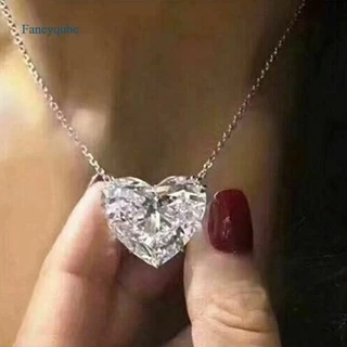 Vòng cổ bạc 925 mặt trái tim đính đá Sapphire thời trang cho nữ