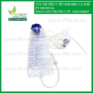 Túi truyền cà phê súc ruột cao cấp 1200ml (tặng kèm 1 dây truyền y tế nhựa trong) coffee enema detox, Gerson, túi cho ăn