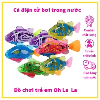 TẶNG PIN - Đồ chơi Cá điện tử, Robot fish, Cá bơi trong nước có đèn LED, chất liệu nhựa ABS an toàn cho bé