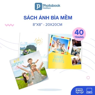 [Toàn Quốc] [E-voucher] In sách ảnh theo yêu cầu bìa mềm 40 trang 8” x 8” (20 x 20cm) - Thiết kế trên web Photobook