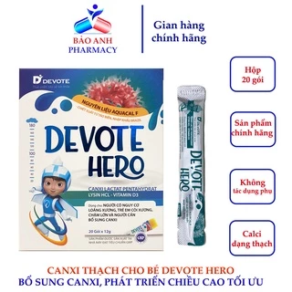 Canxi thạch cho bé DEVOTE HERO nguyên liệu từ tảo biển nhập khẩu, giúp bé phát triển chiều cao tối ưu – Hộp 20 gói