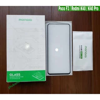 Cường lực Poco F3 / F3 Pro / Redmi K40 / K40 Pro / K40 Gaming / F4 GT hiệu Monqiqi Full màn hạn chế vân tay trơn mượt