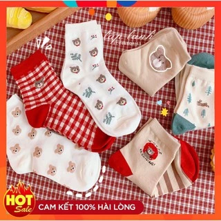 [HOT] TẤT VỚ CỔ CAO GIÁNG SINH NOEL THU ĐÔNG COTTON VỚ ĐỎ CO GIÃN ẤM ÁP XINH XẮN 214VOGAU