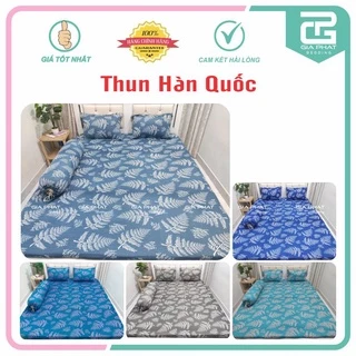 Bộ Ga Gối Thun Lạnh Hàn Quốc {4 Món } họa tiết Lá Phong ( 1 ga bọc + 2 vỏ gối nằm + 1 vỏ gối ôm )