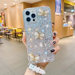 Ốp lưng sáng bóng cho samsung galaxy a54 a34 a14 a53 a33 a23 a13 a22 a52 a32 a12 ốp lưng mềm diamond butterfly bling cover