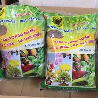 Phân bón đầu trâu MK NPK 20-20-15 đa năng cho hoa kiểng- rau màu cao cấp gói 1Kg