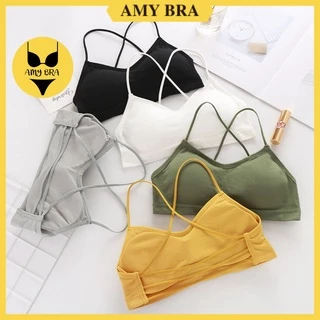 Áo Bra Nữ Dây Chéo Lưng, Bra Tập Gym Thể Thao Co Dãn 4 Chiều - Áo Ngực Mút Mỏng AMYBRA B5507