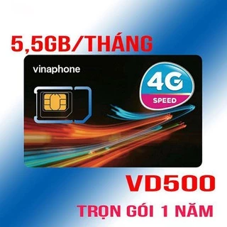 SIM VÀO MẠNG GIÁ RẺ Sim Vinaphone 3G 4G 1 Năm - Sim Vinaphone 4G 1 Năm - 5,5GB/Tháng