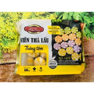 Viên thả lẩu nhân trứng tôm Lacusina 500g (màu vàng)