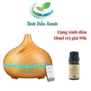 Máy khuếch tán Tinh Dầu Tinh Dầu Xanh hình giọt nước có kèm điều khiển Tặng kèm 1 lọ tinh dầu 10ml